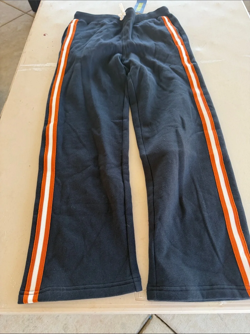 NWT Gymboree Navy Sweatpants with Orange & White Side Stripes